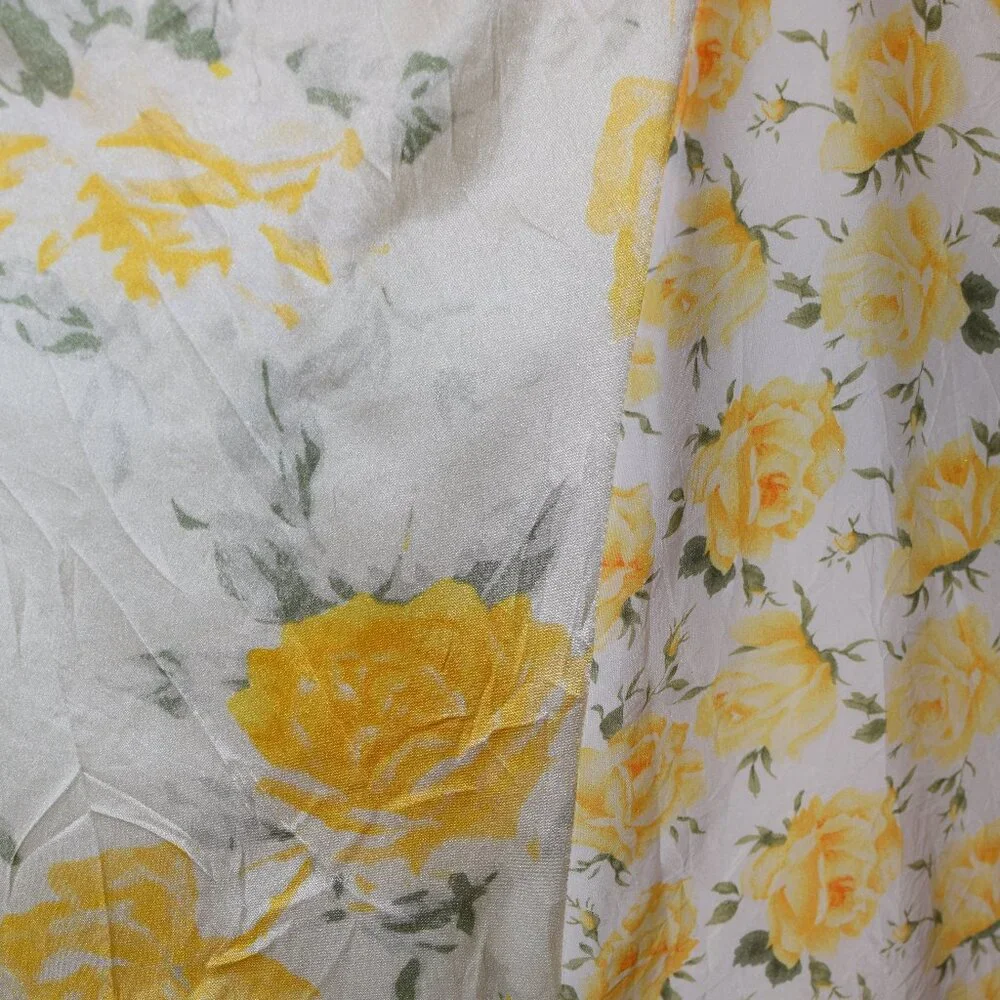 Banana Republic 100% Silk Yellow Floral Classic Skirt Church Wedding Career Wear